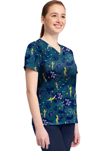 Tooniforms TF796 Print V-Neck Top Tinker Bell Flight