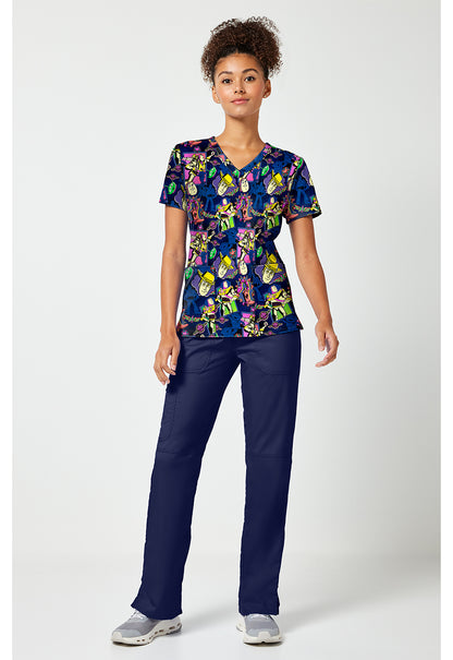 Tooniforms TF796 Women's Print V-Neck Scrub Top Comic Story
