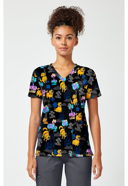Tooniforms TF796 Women's Print V-Neck Scrub Top Up With Dug