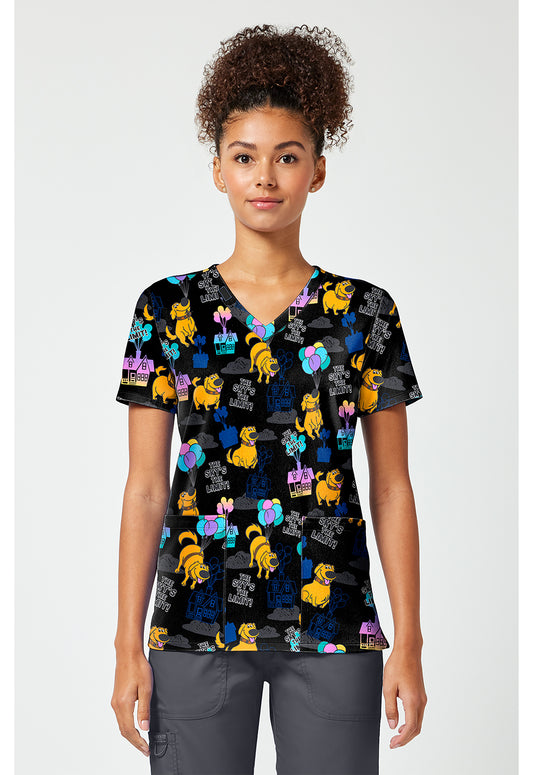 Tooniforms TF796 Women's Print V-Neck Scrub Top Up With Dug