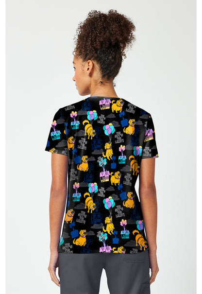 Tooniforms TF796 Women's Print V-Neck Scrub Top Up With Dug