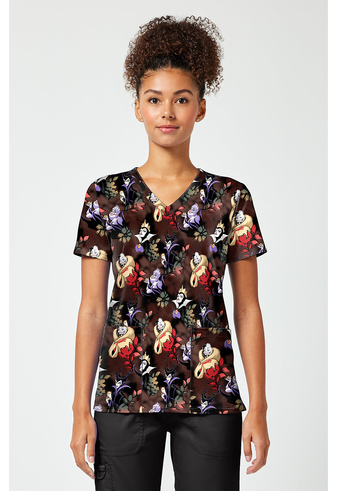 Tooniforms TF796 Women's Print V-Neck Scrub Top Dark Garden