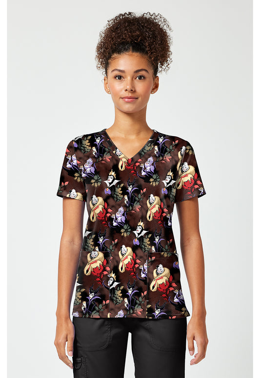 Tooniforms TF796 Women's Print V-Neck Scrub Top Dark Garden
