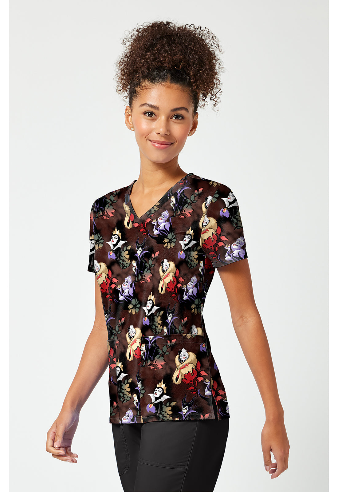 Tooniforms TF796 Women's Print V-Neck Scrub Top Dark Garden