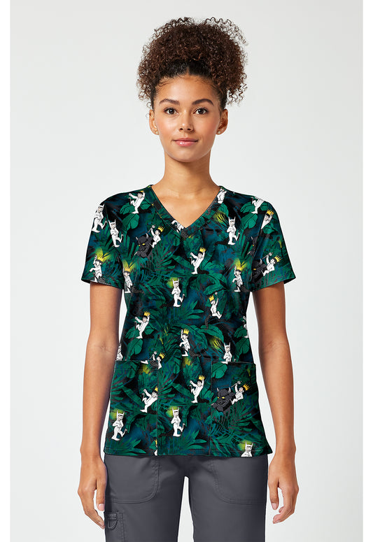 Tooniforms TF796 Women's Print V-Neck Scrub Top King Of Things