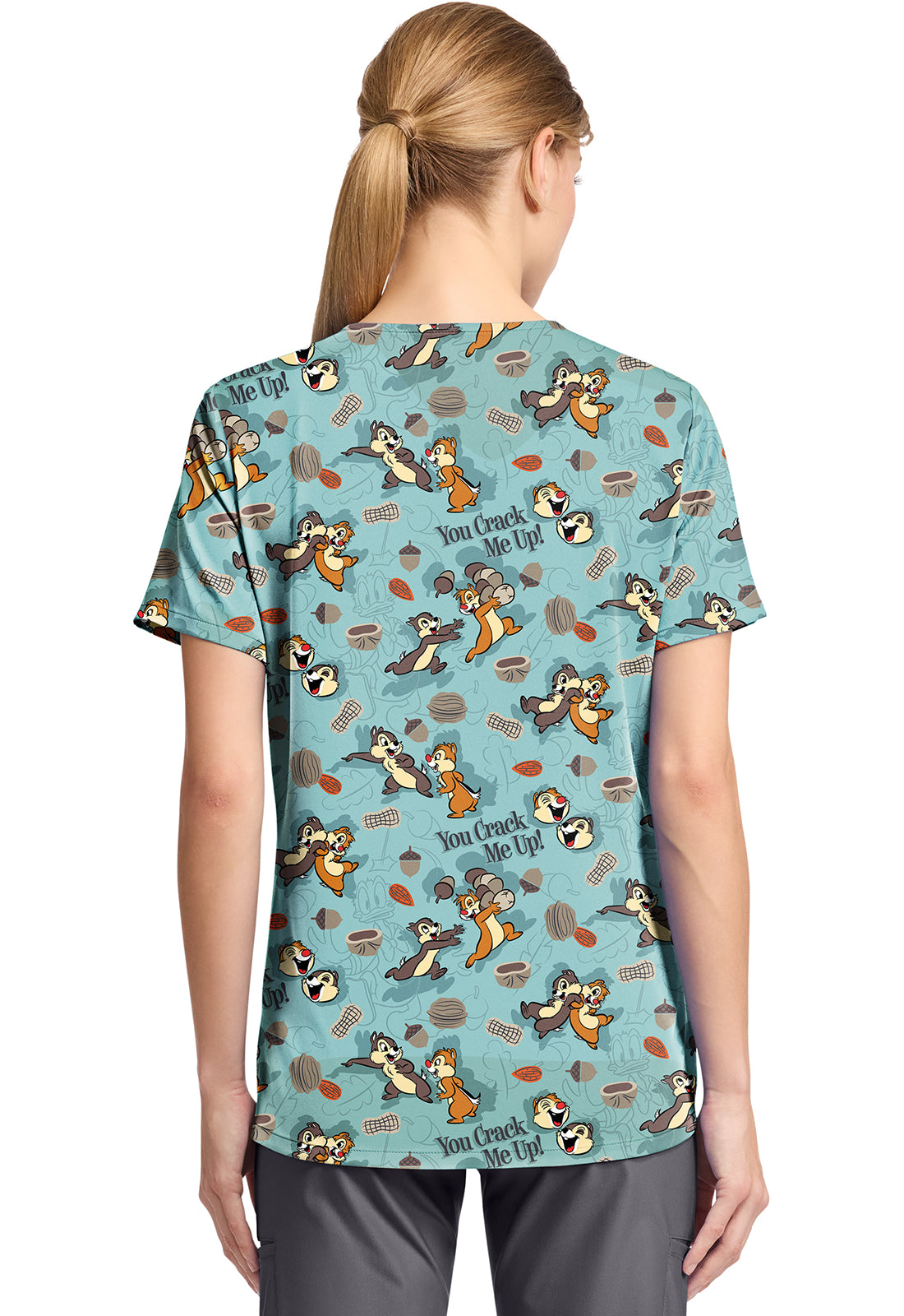 Tooniforms TF797 Print V-Neck Top Crack Me Up