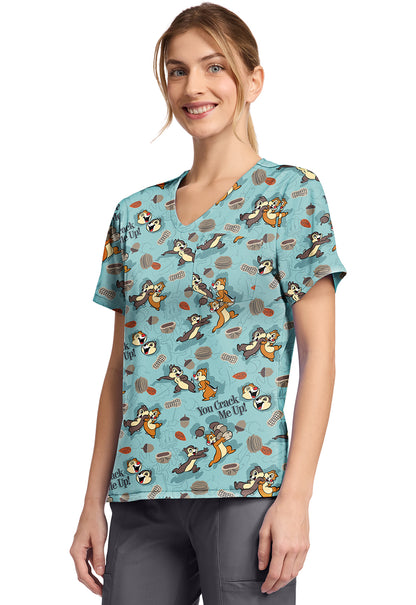 Tooniforms TF797 Print V-Neck Top Crack Me Up