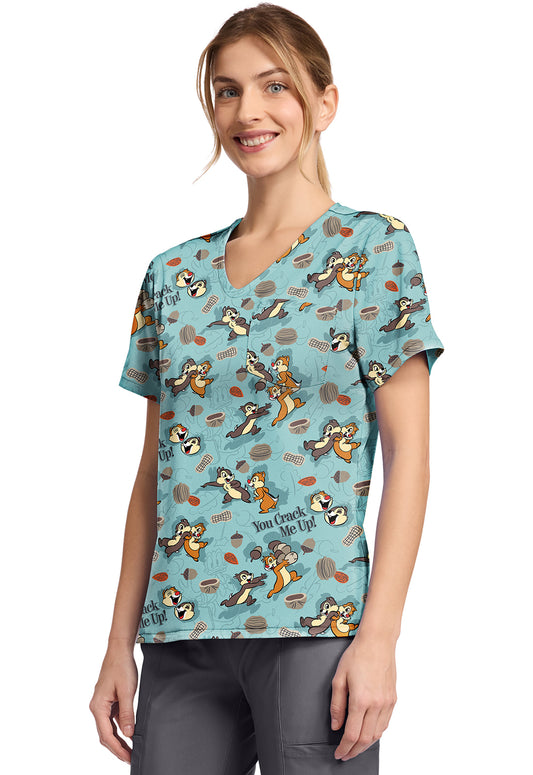 Tooniforms TF797 Print V-Neck Top Crack Me Up