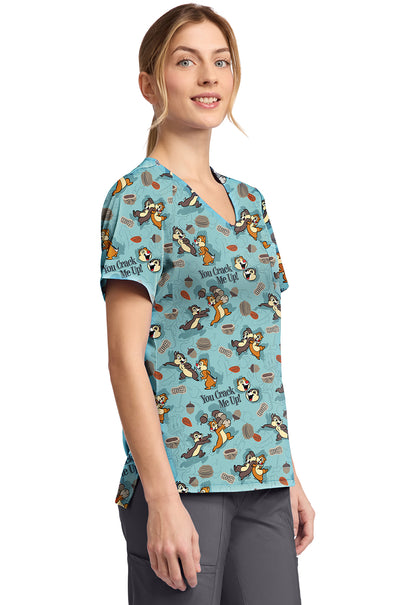 Tooniforms TF797 Print V-Neck Top Crack Me Up