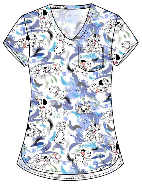 Tooniforms TF797 Print V-Neck Top Puppy Splash