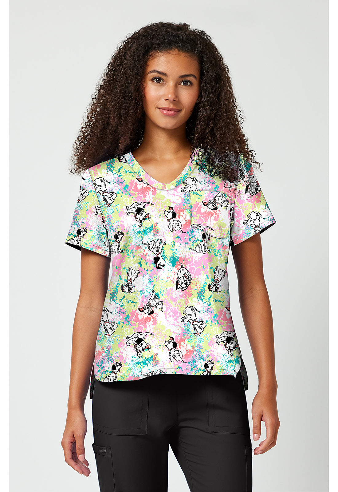 Tooniforms TF797 Women's Print V-Neck Scrub Top Puppy Pile