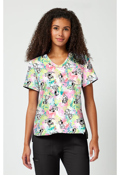Tooniforms TF797 Women's Print V-Neck Scrub Top Puppy Pile