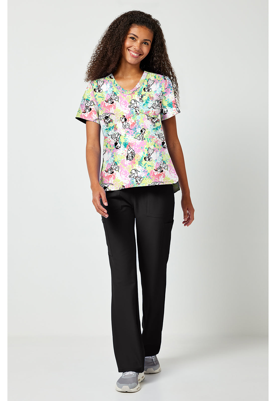 Tooniforms TF797 Women's Print V-Neck Scrub Top Puppy Pile