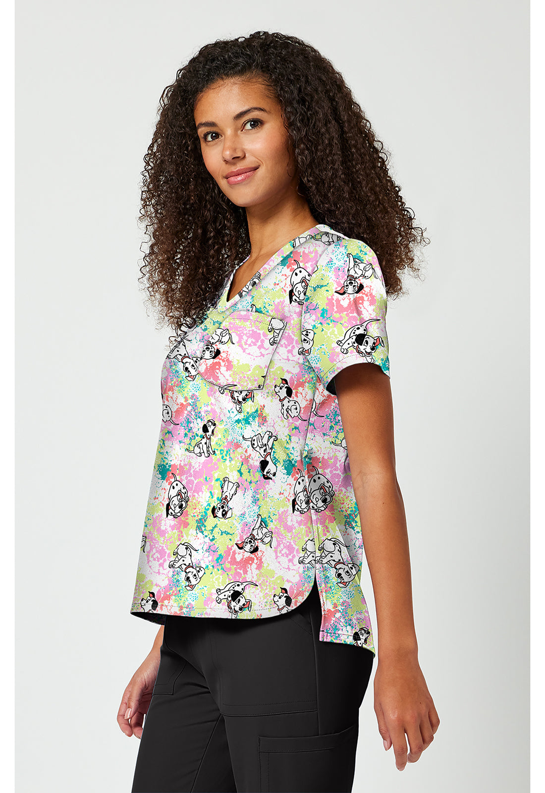 Tooniforms TF797 Women's Print V-Neck Scrub Top Puppy Pile