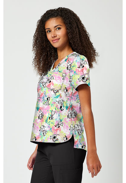 Tooniforms TF797 Women's Print V-Neck Scrub Top Puppy Pile
