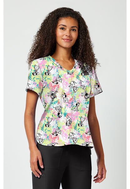 Tooniforms TF797 Women's Print V-Neck Scrub Top Puppy Pile