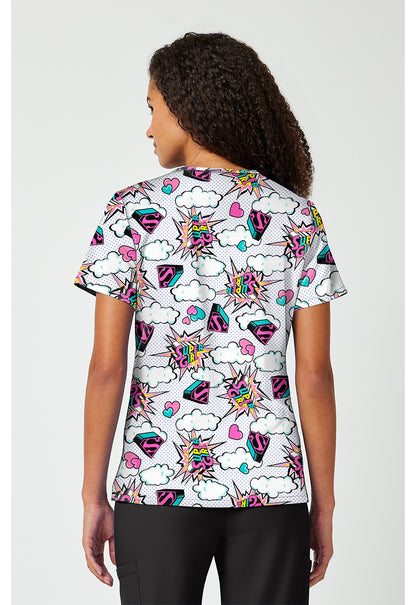 Tooniforms TF797 Women's Print V-Neck Scrub Top Head Skyward