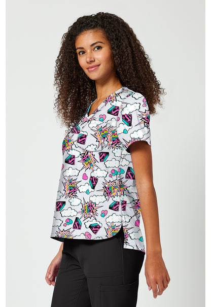Tooniforms TF797 Women's Print V-Neck Scrub Top Head Skyward