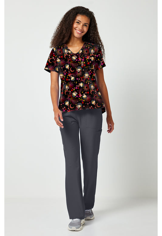 Tooniforms TF797 Women's Print V-Neck Scrub Top Super Celestial