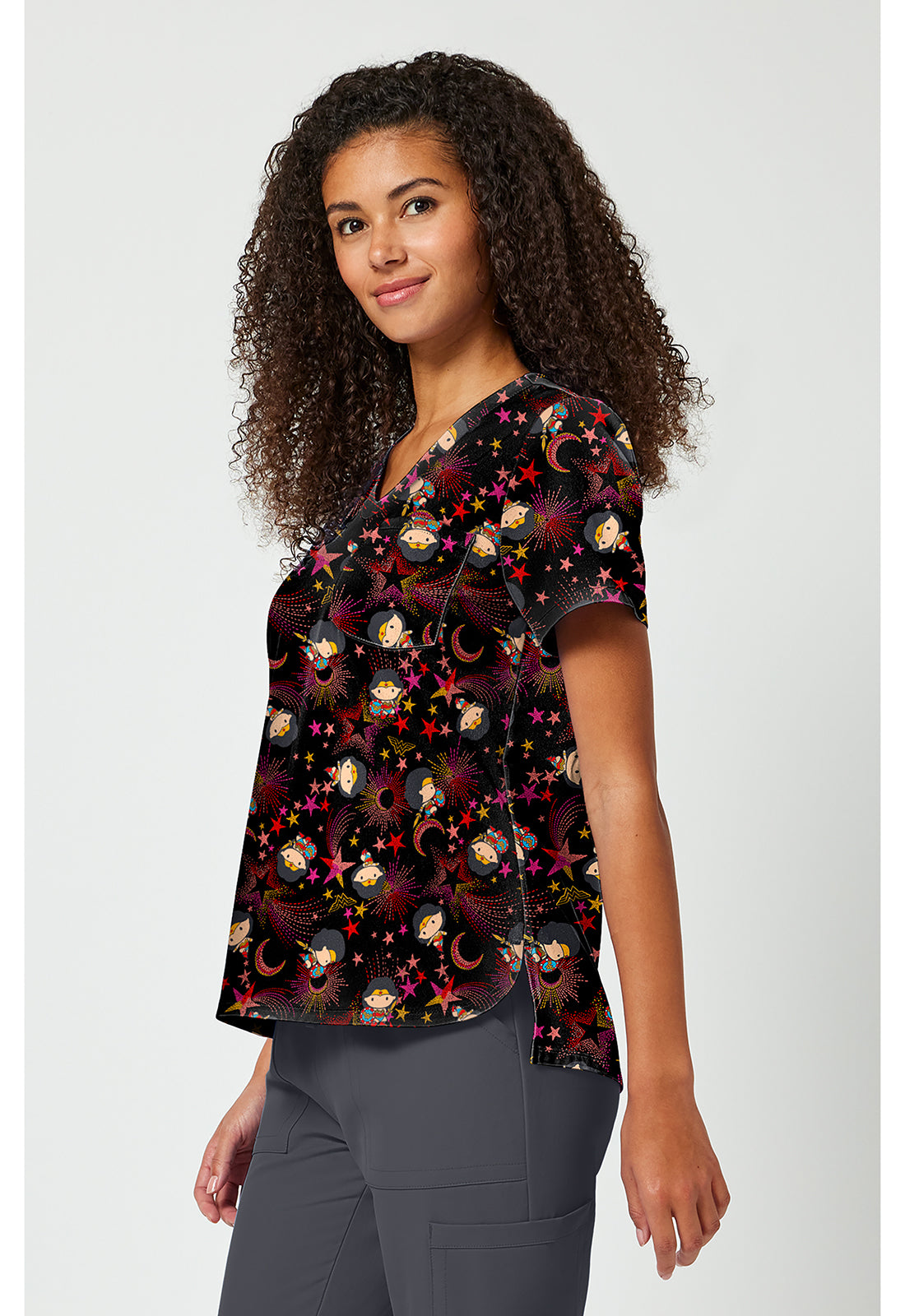 Tooniforms TF797 Women's Print V-Neck Scrub Top Super Celestial