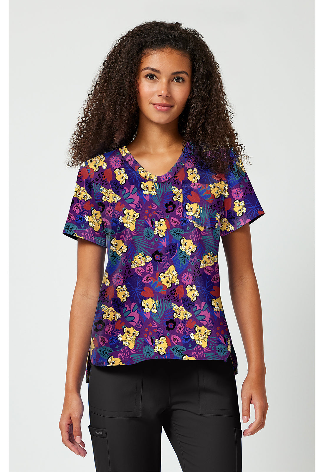Tooniforms TF797 Women's Print V-Neck Scrub Top Simba-Sational
