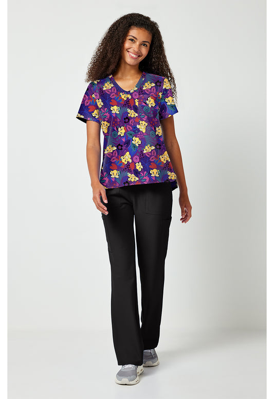 Tooniforms TF797 Women's Print V-Neck Scrub Top Simba-Sational