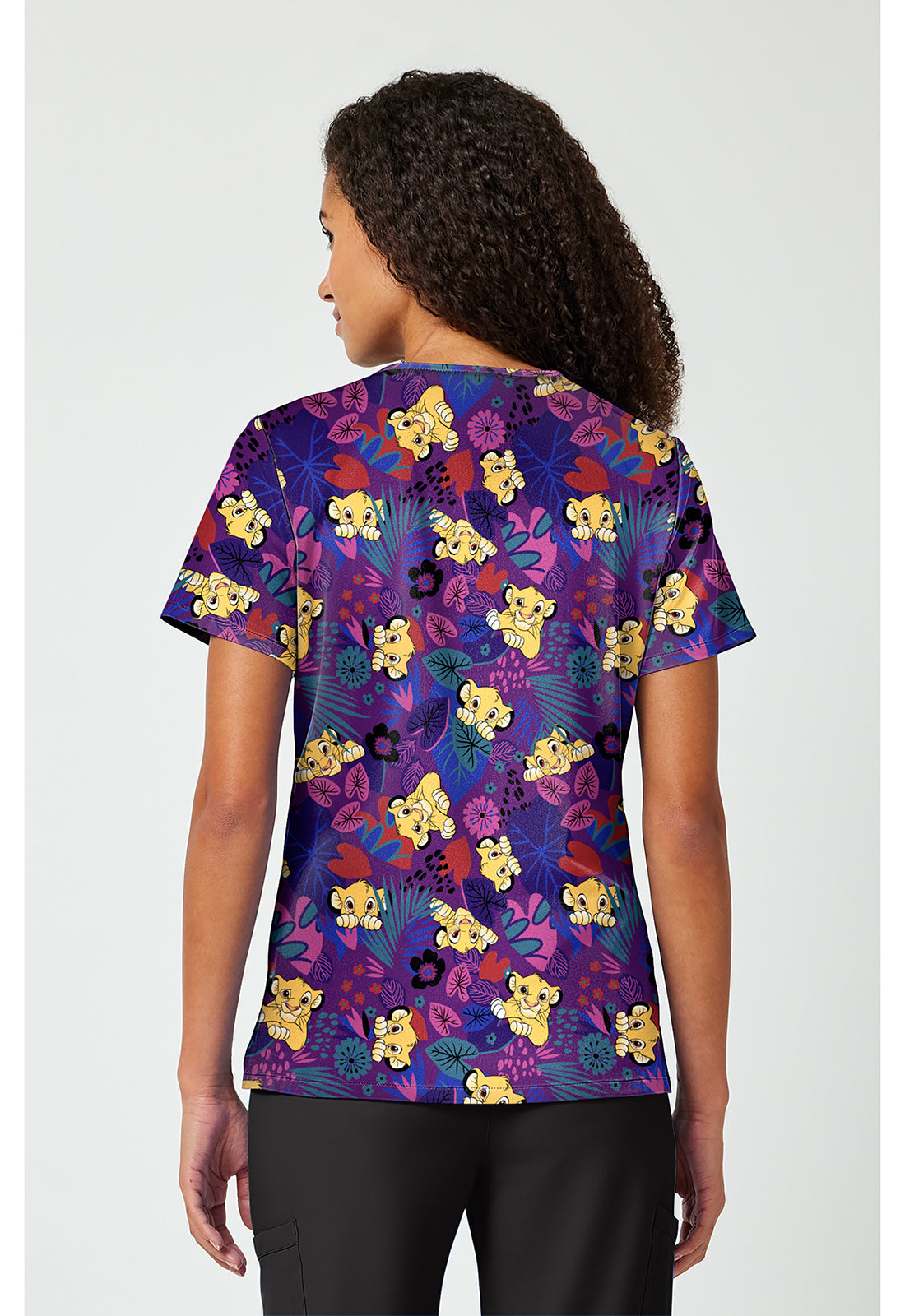 Tooniforms TF797 Women's Print V-Neck Scrub Top Simba-Sational