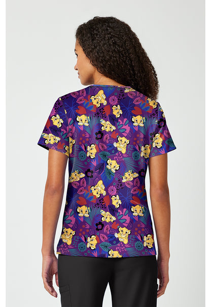 Tooniforms TF797 Women's Print V-Neck Scrub Top Simba-Sational
