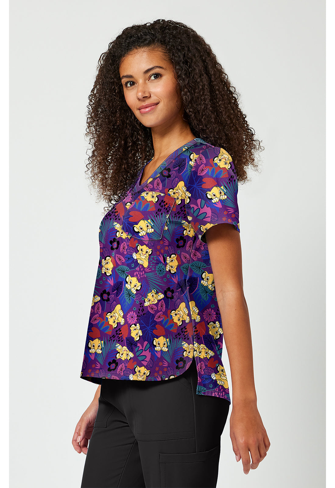 Tooniforms TF797 Women's Print V-Neck Scrub Top Simba-Sational