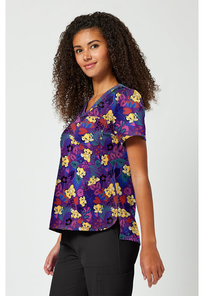 Tooniforms TF797 Women's Print V-Neck Scrub Top Simba-Sational