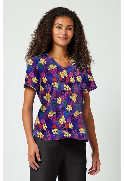 Tooniforms TF797 Women's Print V-Neck Scrub Top Simba-Sational