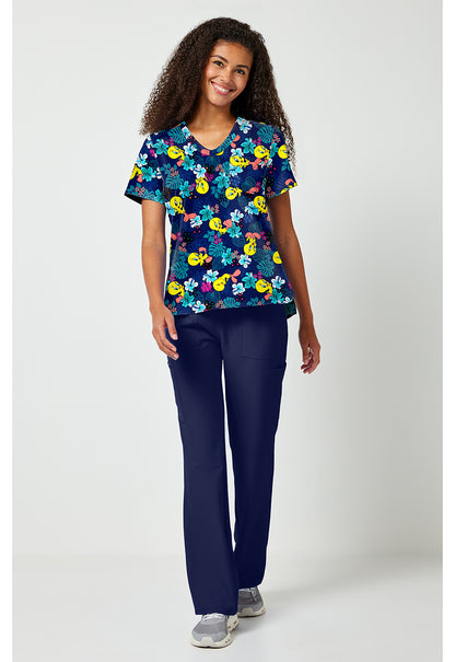 Tooniforms TF797 Women's Print V-Neck Scrub Top Tropic Of Tweety