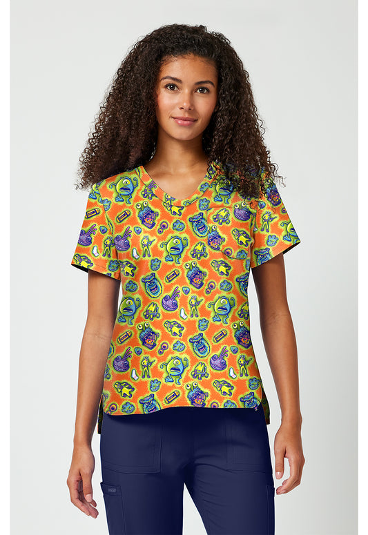 Tooniforms TF797 Women's Print V-Neck Scrub Top Code 2319