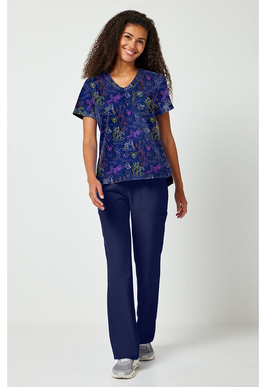 Tooniforms TF797 Women's Print V-Neck Scrub Top What A Character