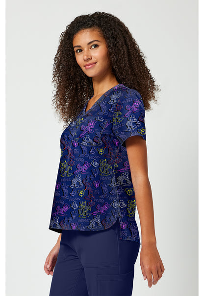 Tooniforms TF797 Women's Print V-Neck Scrub Top What A Character
