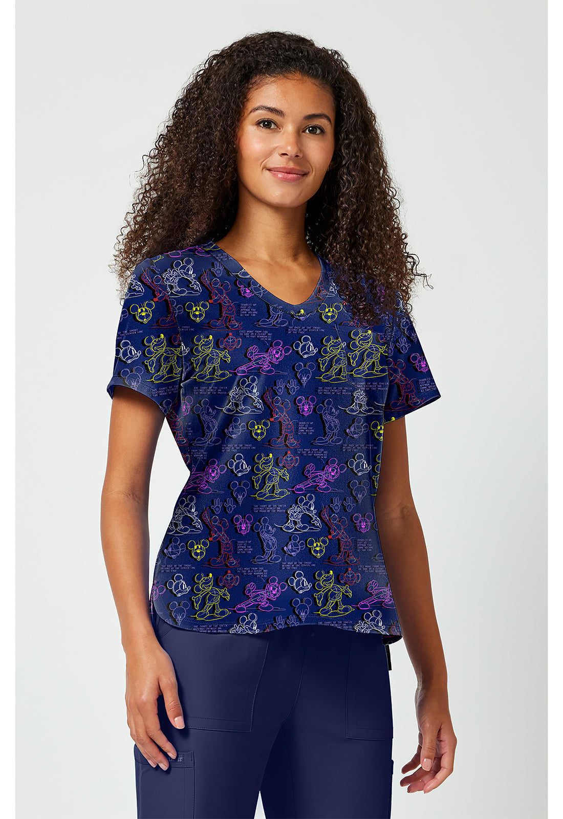 Tooniforms TF797 Women's Print V-Neck Scrub Top What A Character