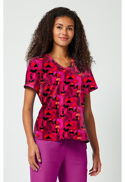 Tooniforms TF797 Women's Print V-Neck Scrub Top Ears A Geo