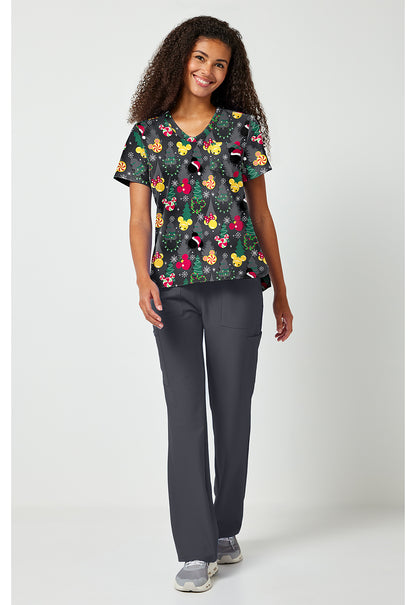 Tooniforms TF797 Women's Print V-Neck Scrub Top Mickey Jingle
