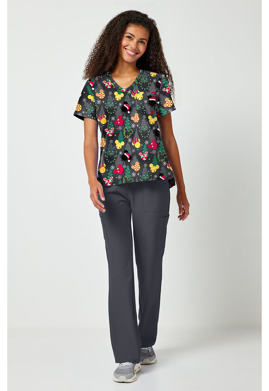 Tooniforms TF797 Women's Print V-Neck Scrub Top Mickey Jingle