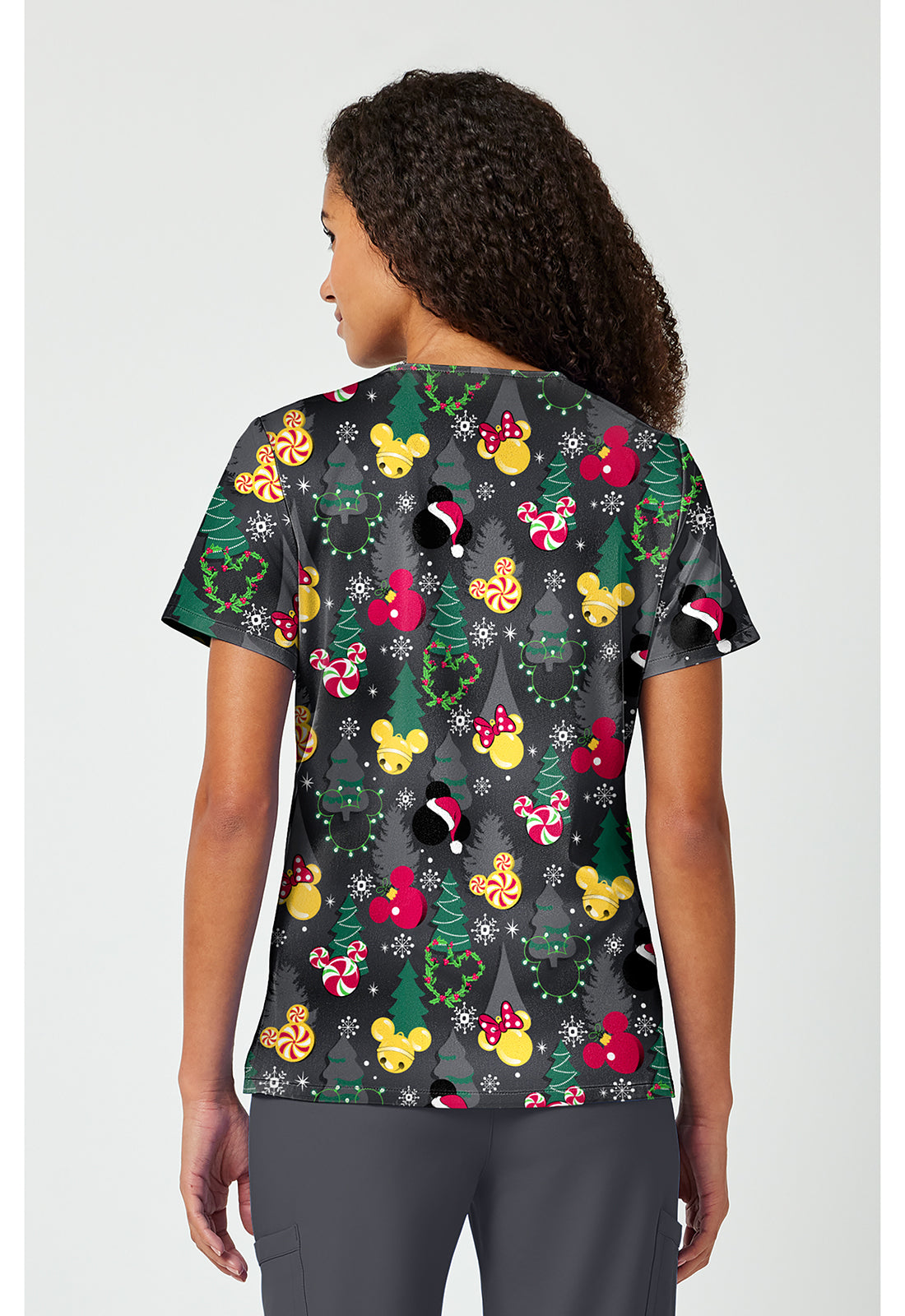 Tooniforms TF797 Women's Print V-Neck Scrub Top Mickey Jingle