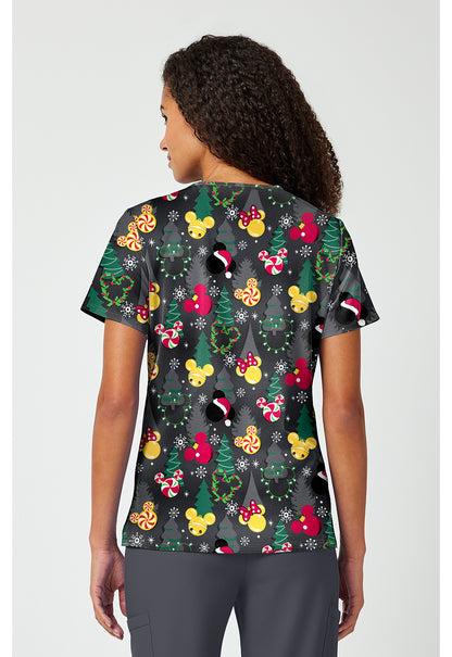 Tooniforms TF797 Women's Print V-Neck Scrub Top Mickey Jingle
