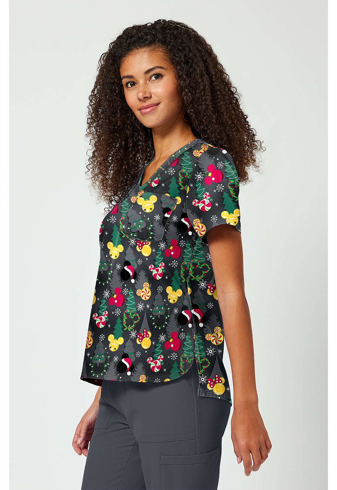 Tooniforms TF797 Women's Print V-Neck Scrub Top Mickey Jingle