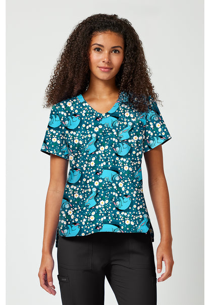 Tooniforms TF797 Women's Print V-Neck Scrub Top Eeyore Fields