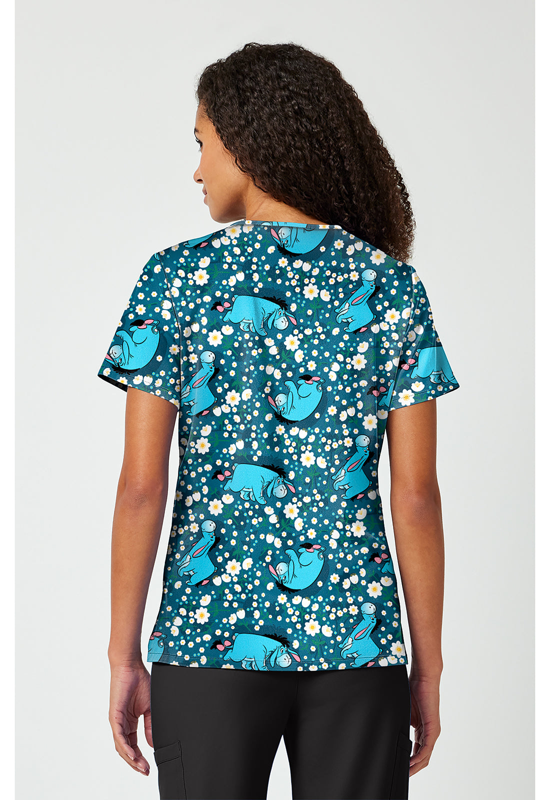 Tooniforms TF797 Women's Print V-Neck Scrub Top Eeyore Fields