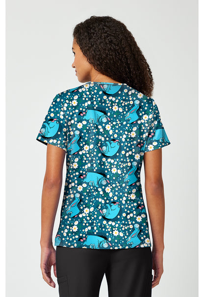 Tooniforms TF797 Women's Print V-Neck Scrub Top Eeyore Fields