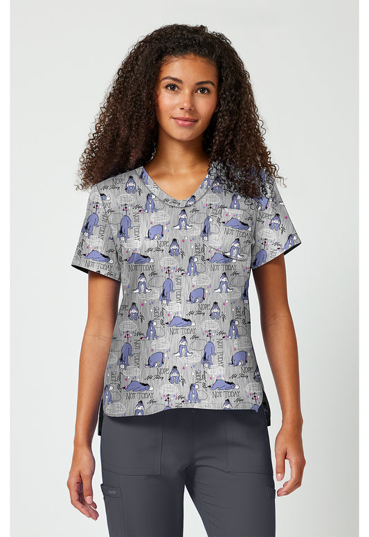 Tooniforms TF797 Women's Print V-Neck Scrub Top Eeyore Attitude