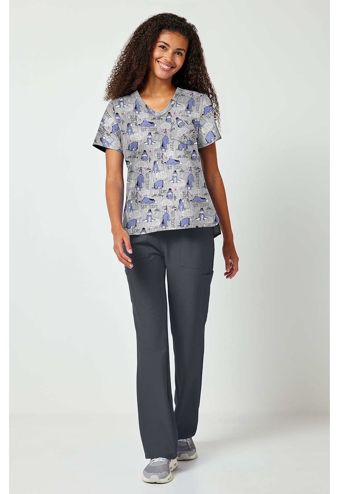 Tooniforms TF797 Women's Print V-Neck Scrub Top Eeyore Attitude