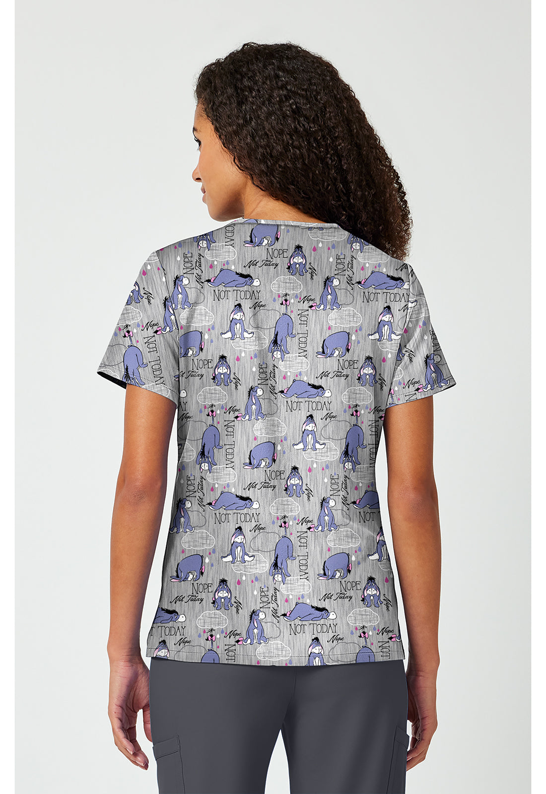 Tooniforms TF797 Women's Print V-Neck Scrub Top Eeyore Attitude