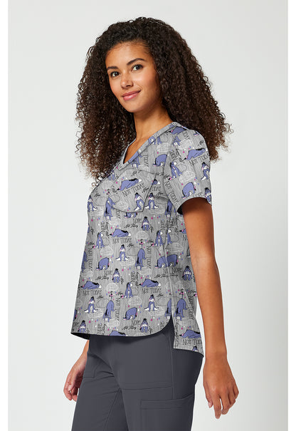 Tooniforms TF797 Women's Print V-Neck Scrub Top Eeyore Attitude