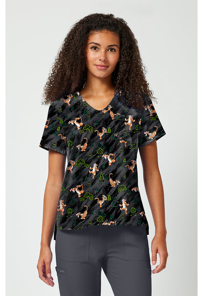Tooniforms TF797 Women's Print V-Neck Scrub Top Flouncy Bouncy